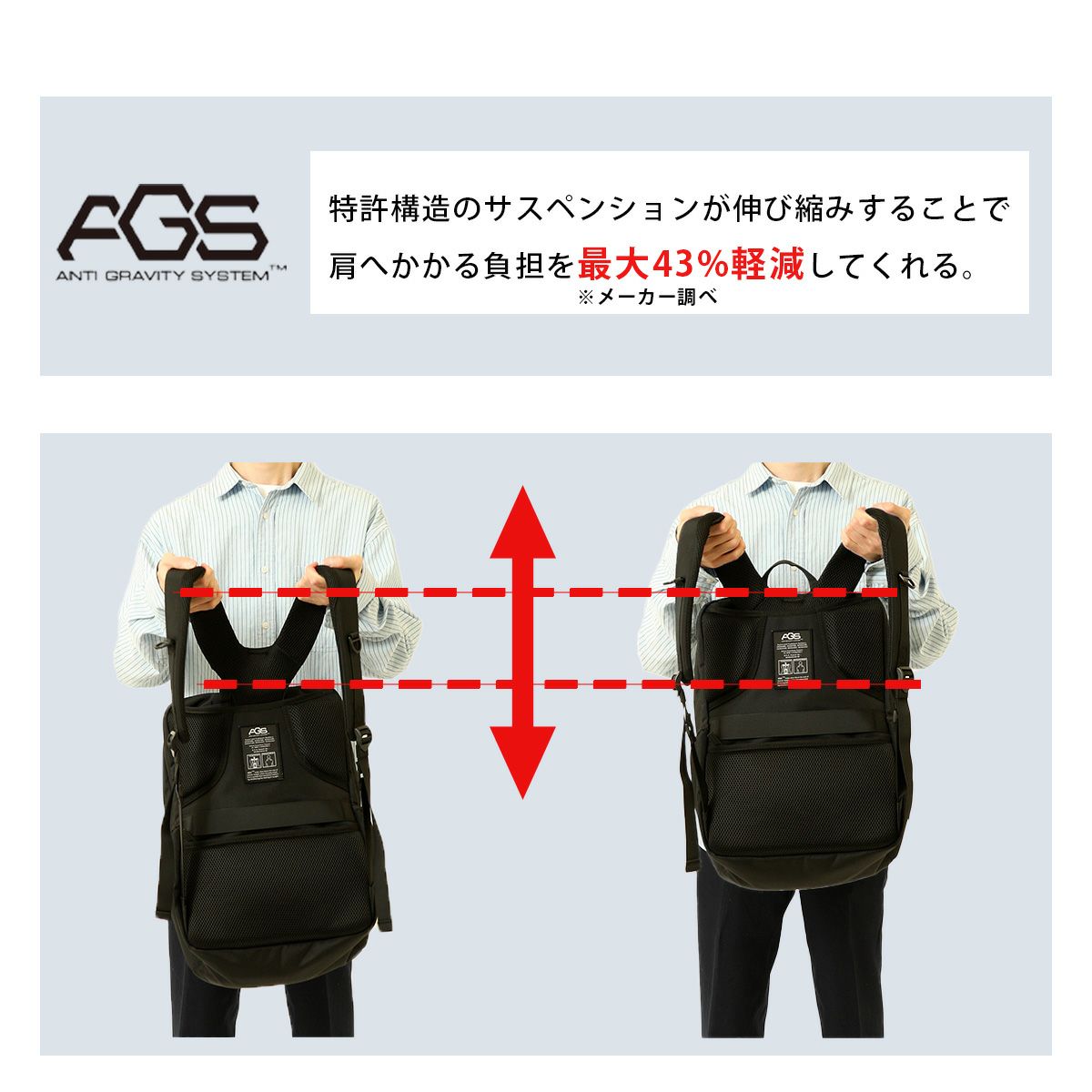 肩楽リュックのサスペンション